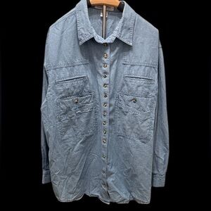 Silhouette Denim Button Up Western Style Women's‎ Shirt Loose Fitting Size 1X